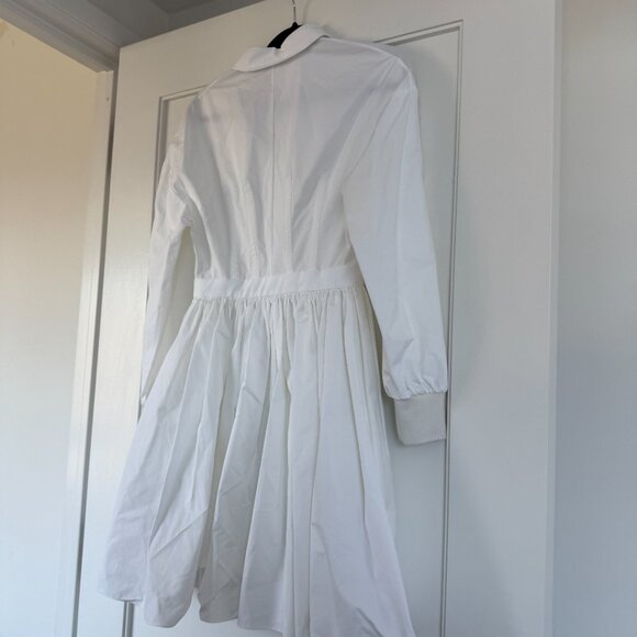 NWT Alexander McQueen Mini Shirt Dress Corset Stitch Fit & Flare White Poplin - Picture 11 of 12